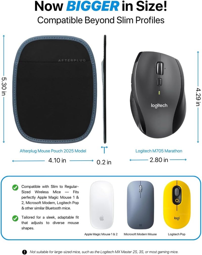 Afterplug Stick-On Mouse Holder, Adhesive Storage Pouch Compatible with Logitech Anywhere, Pebble & Pop, Magic Mouse 1 & 2, Slate Blue - Image 2